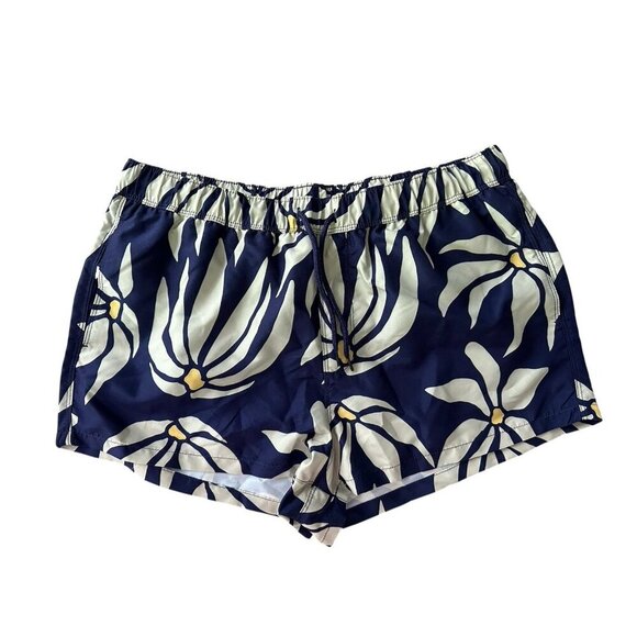 ASOS DESIGN swim shorts in super short length in daisy print in navy Size L New - Picture 2 of 13